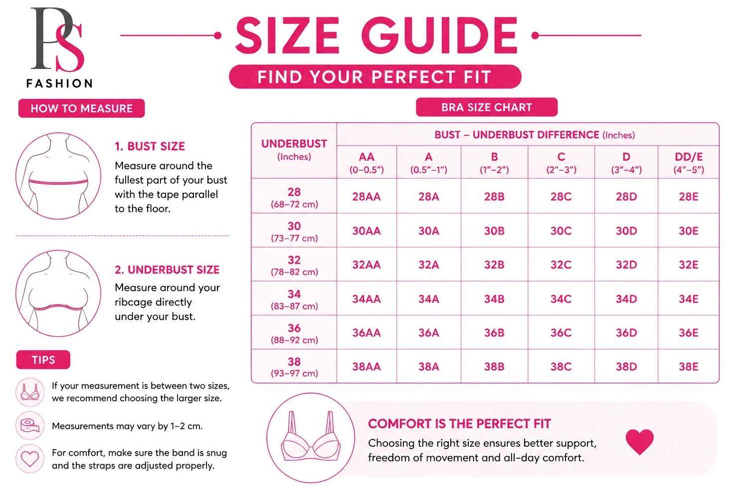 How to measure bra size by yourself using bust and underbust measurements
