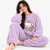 Women's Cute Knitted Warm Fleece Winter Nighty Suit