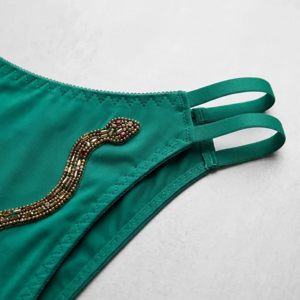 green bra panty set