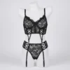 Black Lace Corset Garter Set for Women Pakistan