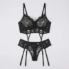 Black Lace Corset Garter Set for Women Pakistan