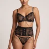 3 Piece Black Lace Lingerie Set for Women