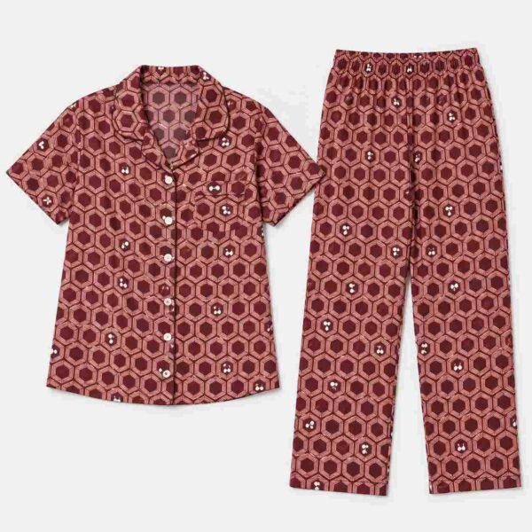 Brown Button Down Pajama Set