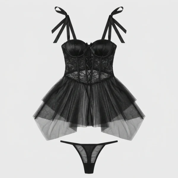 Black Corset Babydoll Nighty for Women Pakistan