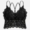 Floral lace camisole styled as a padded lace camisole with delicate floral mesh detailing.