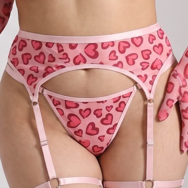 Heart Print Garter Lingerie Set Pakistan