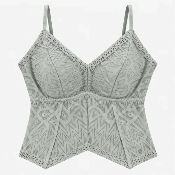 Geometric lace camisole designed as a padded camisole top with breathable stretch fabric.