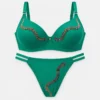 green bra panty set
