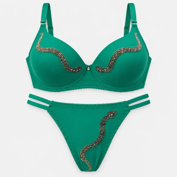 green bra panty set