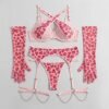 Heart Print Garter Lingerie Set Pakistan