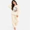 Cream white hello kitty fleece pajamas cozy winter pajama set women.