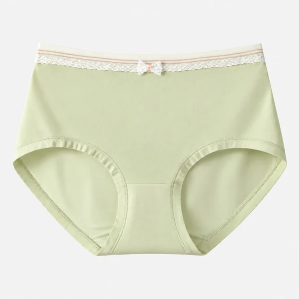 Light green hipster undies offering breathable cotton underwear for women and all-day comfort.