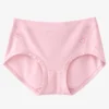 Soft light pink cotton panties designed as comfortable underwear for women with hipster underwear styling.
