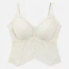 Lace camisole top designed as a geometric lace top with comfortable built-in bra padding.