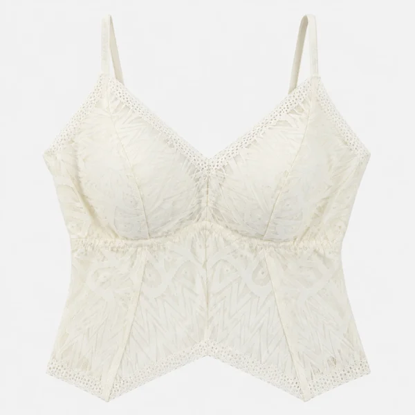 Lace camisole top designed as a geometric lace top with comfortable built-in bra padding.