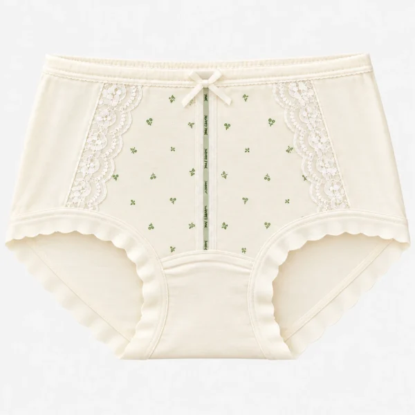 Lace trim panties styled as everyday lace panties with breathable hip coverage.