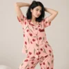 Pink Floral Sleepwear Set for Women Pakistan