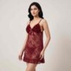 Ruffle Lace Maroon Nighty for Women Pakistan