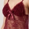 Ruffle Lace Maroon Nighty for Women Pakistan