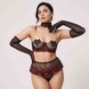 Red Lip Mesh Bra Panty Set