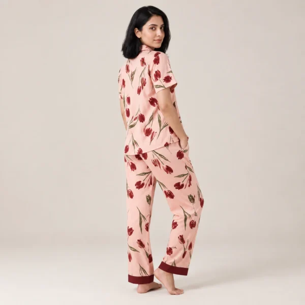 Pink Floral Sleepwear Set for Women Pakistan
