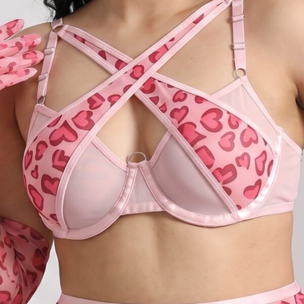 Heart Print Garter Lingerie Set Pakistan