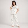 Ruffle Heart Print Pajama Set for Women Pakistan