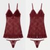 Ruffle Lace Maroon Nighty for Women Pakistan