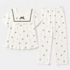 Ruffle Heart Print Pajama Set for Women Pakistan