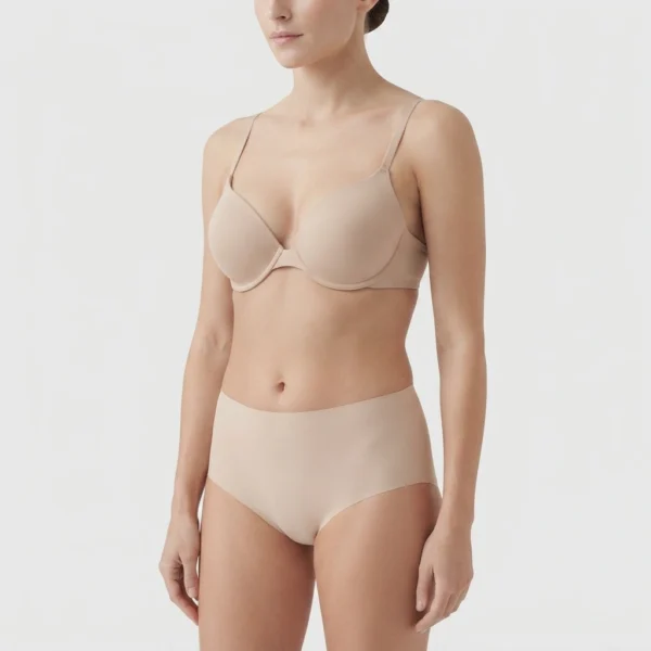 Full-length view of a model wearing Pixosum comfort lingerie set