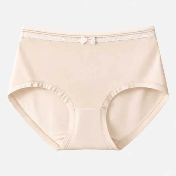 Light apricot cream cotton underwear for women styled as soft hipster undies for daily use.