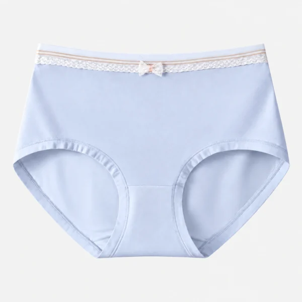 Light blue cotton underwear for women designed with soft elastic and hipster undies coverage.