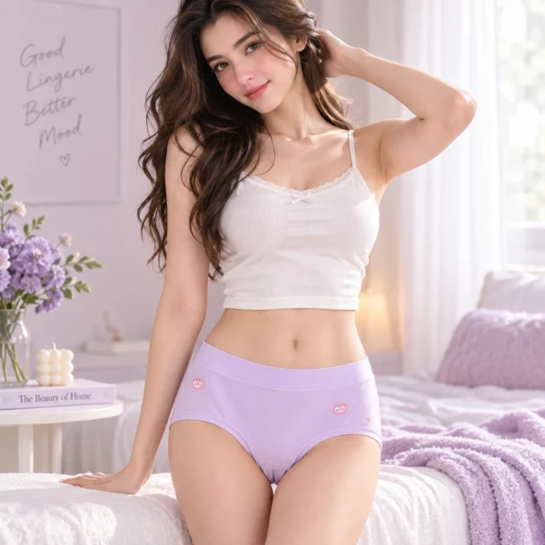 Light purple lavender hipster underwear made of premium cotton panties for comfortable underwear for women.