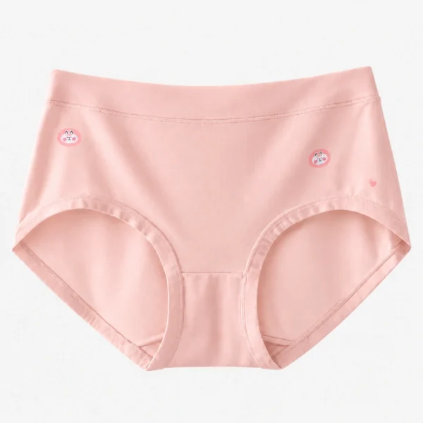 Light salmon soft pink hipster underwear for women crafted from breathable cotton panties material.