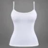Scoop neck white cami offering soft ladies camisole design for daily women innerwear comfort.