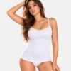 White camisole styled as a fitted womens cami and comfortable shameez for ladies innerwear.