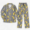 Banana Print Striped Pajama Set for Women