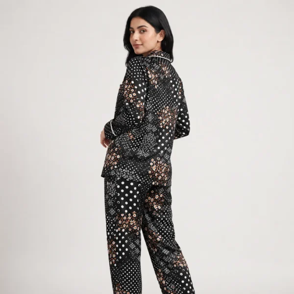 Black Polka Dot Pajama Set for Women Pakistan