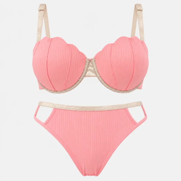 Padded Ribbed Bra Panty Set for Women Pakistan