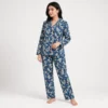 Navy Floral Button Pajama Set for Women Pakistan
